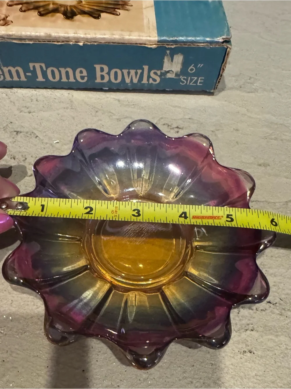 Federal Glass Celestial Gem-Tone Bowls S-498, 6“, original box